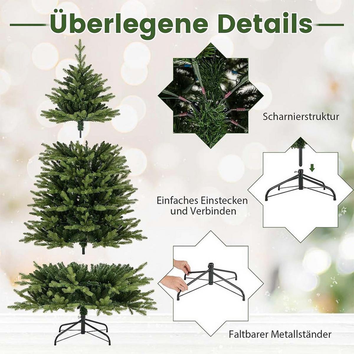 WEIHNACHTSBAUM mit 11 Lichtmodi 180cm Grün - Grün, Metall (180cm) - COSTWAY