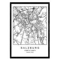 POSTER Salzburg Nordischer Stil A3 Schwarzer Rahmen - Schwarz, Papier (29.7/5/42cm) - Nacnic