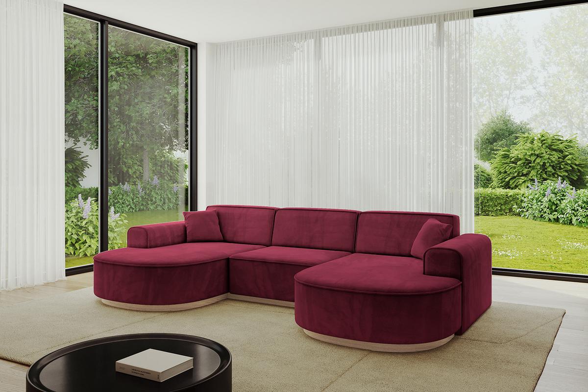 WOHNLANDSCHAFT MARI-U1-v1 - 303x171x83 cm Bordeaux Velours - Bordeaux, Holzwerkstoff/Textil (303/83/171cm) - ALTDECOR