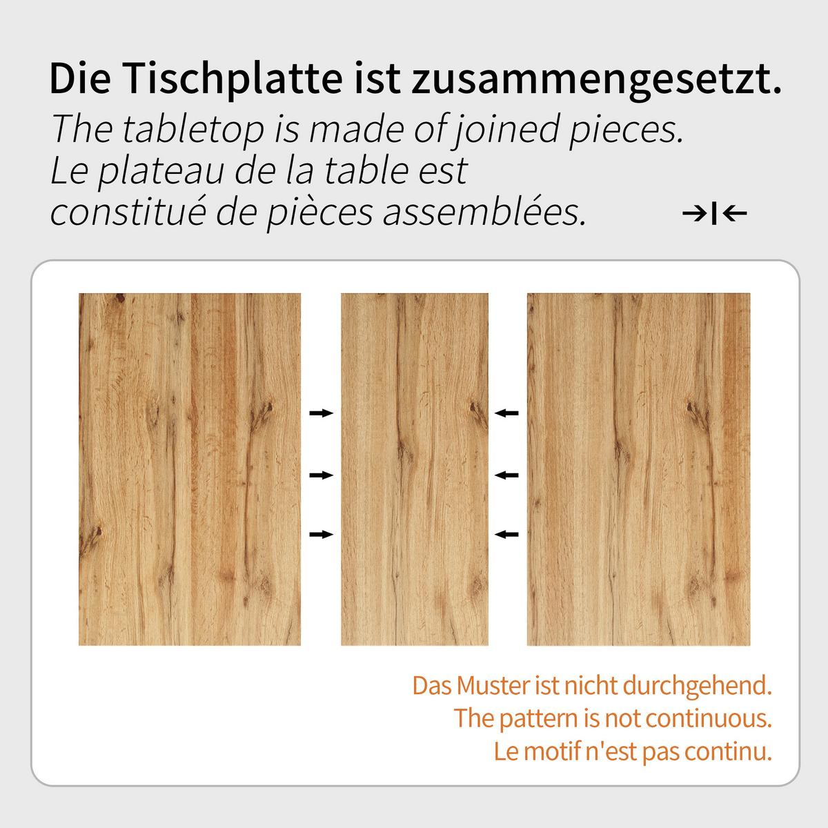 ESSTISCH Schwarzes und natürliches Holz 157/70/75 cm - Weiß, Holz/Metall (70/157/75cm) - Urban Meuble