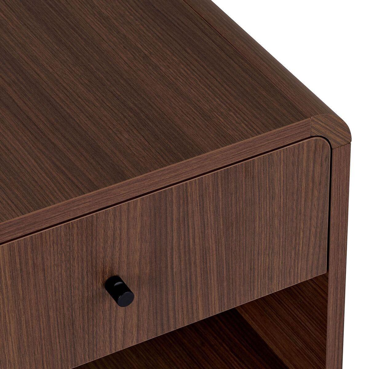 NACHTTISCH mit 1 Schublade und 1 Nische mit abgerundeten Kanten 40/45/45 cm - Naturfarben, Holzwerkstoff (40/45/17cm) - Calicosy