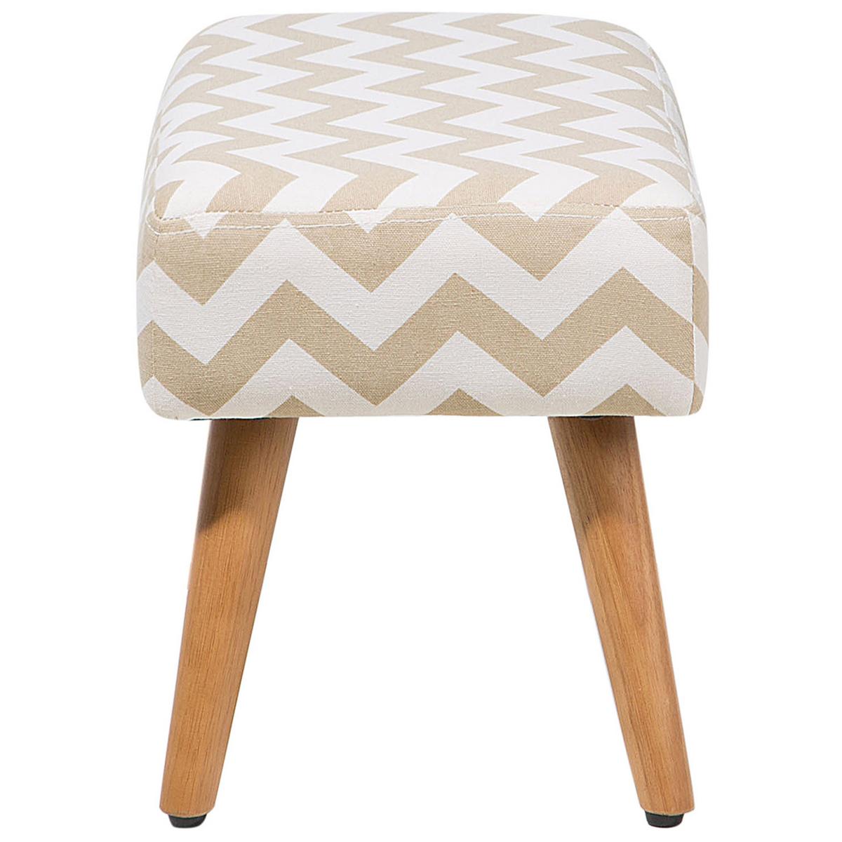HOCKER Takoma 30/50/35 cm - Beige/Weiß, Naturmaterialien/Textil (50/35/30cm) - Beliani