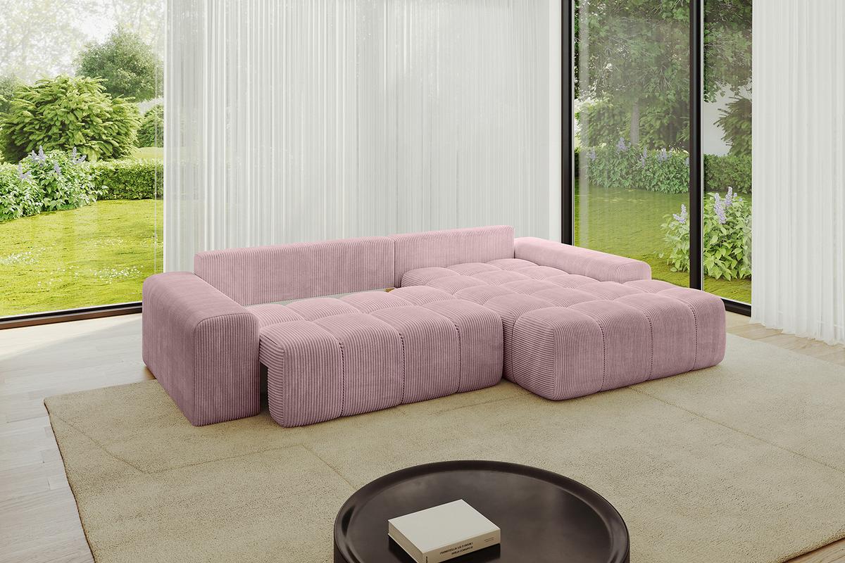 ECKSOFA Ottomane Rechts ENSI-L - 267x164x69 cm Rosa - Rosa, Holzwerkstoff/Kunststoff (164/267cm) - ALTDECOR