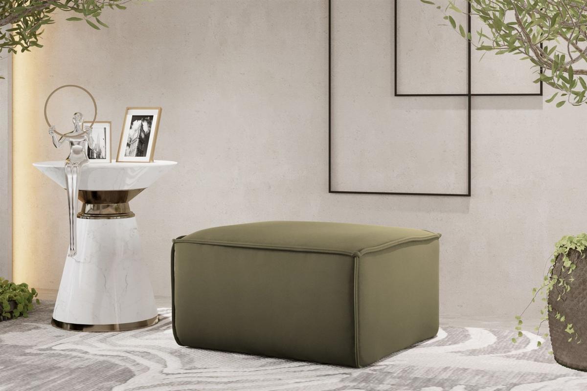 POLSTERHOCKER Celes Prem.65 Op. Velvet - Olivgrün, Holzwerkstoff/Textil (65/40/65cm) - Fun Möbel
