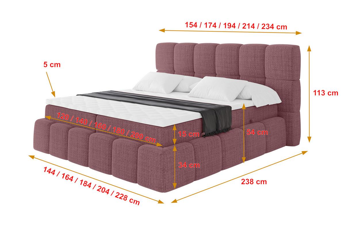 BOXBETT - AURI-H3 - 180x200 Altrosa Aragon - Altrosa, Holzwerkstoff (180/200cm) - ALTDECOR