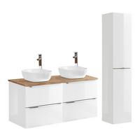 BADMÖBEL 120.4cm April 2er-Set Weiß - Weiß, Holzwerkstoff (120.4/59/46cm) - Petits-meubles