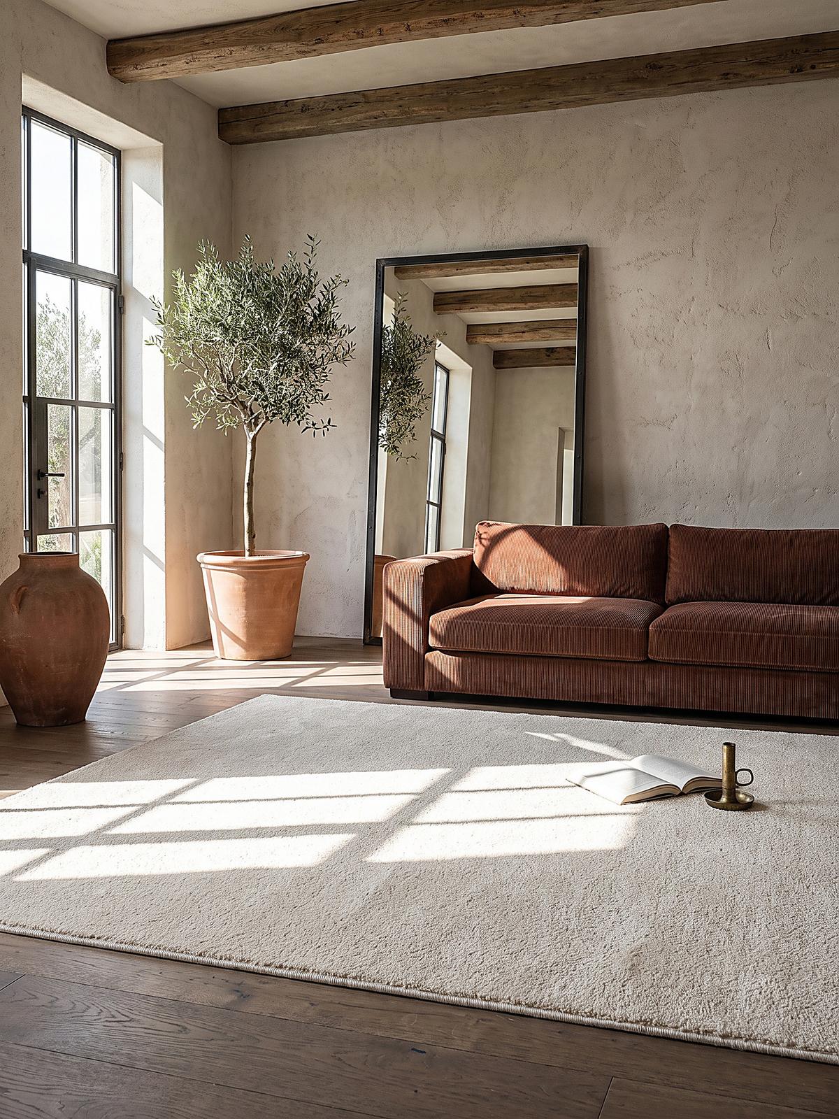 HOCHFLORTEPPICH Uni BORMIDA Polypropylen Creme 120 x 170 cm - Beige, Textil (120/170cm) - KADIMA DESIGN