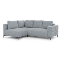 ECKSOFA Cardea in Bubble-Optik aus weichem Grau Strukturstoff mit hohem Sitzkomfort - Ottomane links - Schwarz/Grau, Holz/Textil (170/230cm) - S-Style Möbel