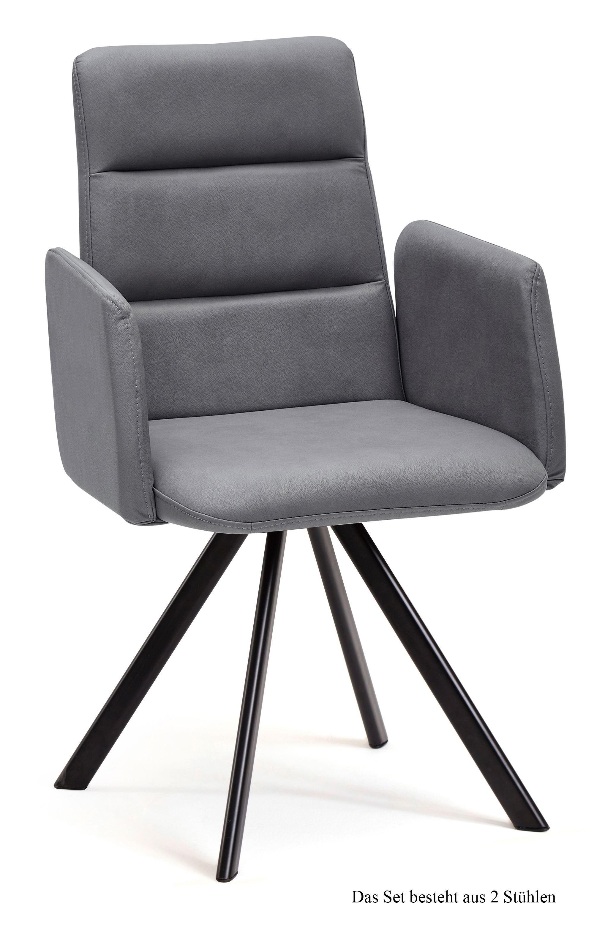 ARMLEHNSTUHL (2er-Set) Deane 52x92x60 Schwarz/Grau - Schwarz/Grau, Kunststoff (60/92/52cm) - 58aufmkessel