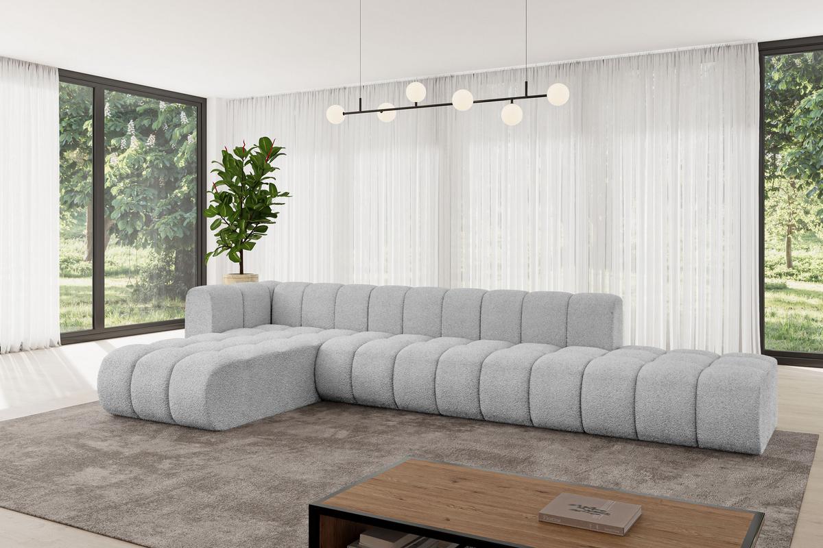 ECKSOFA modulares Sofa Zuvon-L2 - 387x177x70 cm Hellgrau - Hellgrau, Holzwerkstoff/Textil (387/177cm) - ALTDECOR