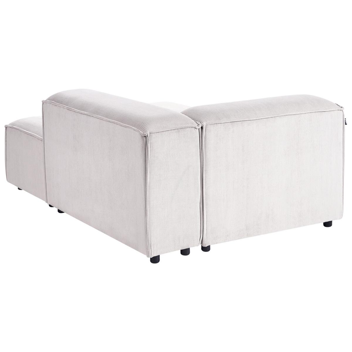CHAISELONGUE-LINKSSEITIGE Cord Cremeweiß Ardal - Creme/Schwarz, Textil (119/68/180cm) - Beliani