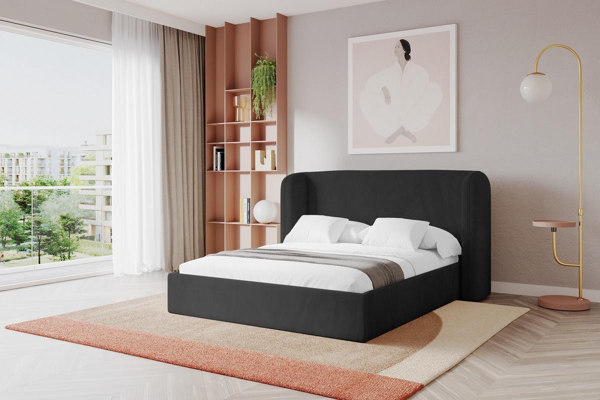 POLSTERBETT mit Bettkasten und Lattenrost, Bett mit Matratze H3/H4 - ESTI 140x200 Schwarz - Schwarz, Holzwerkstoff/Textil (140/200cm) - ALTDECOR
