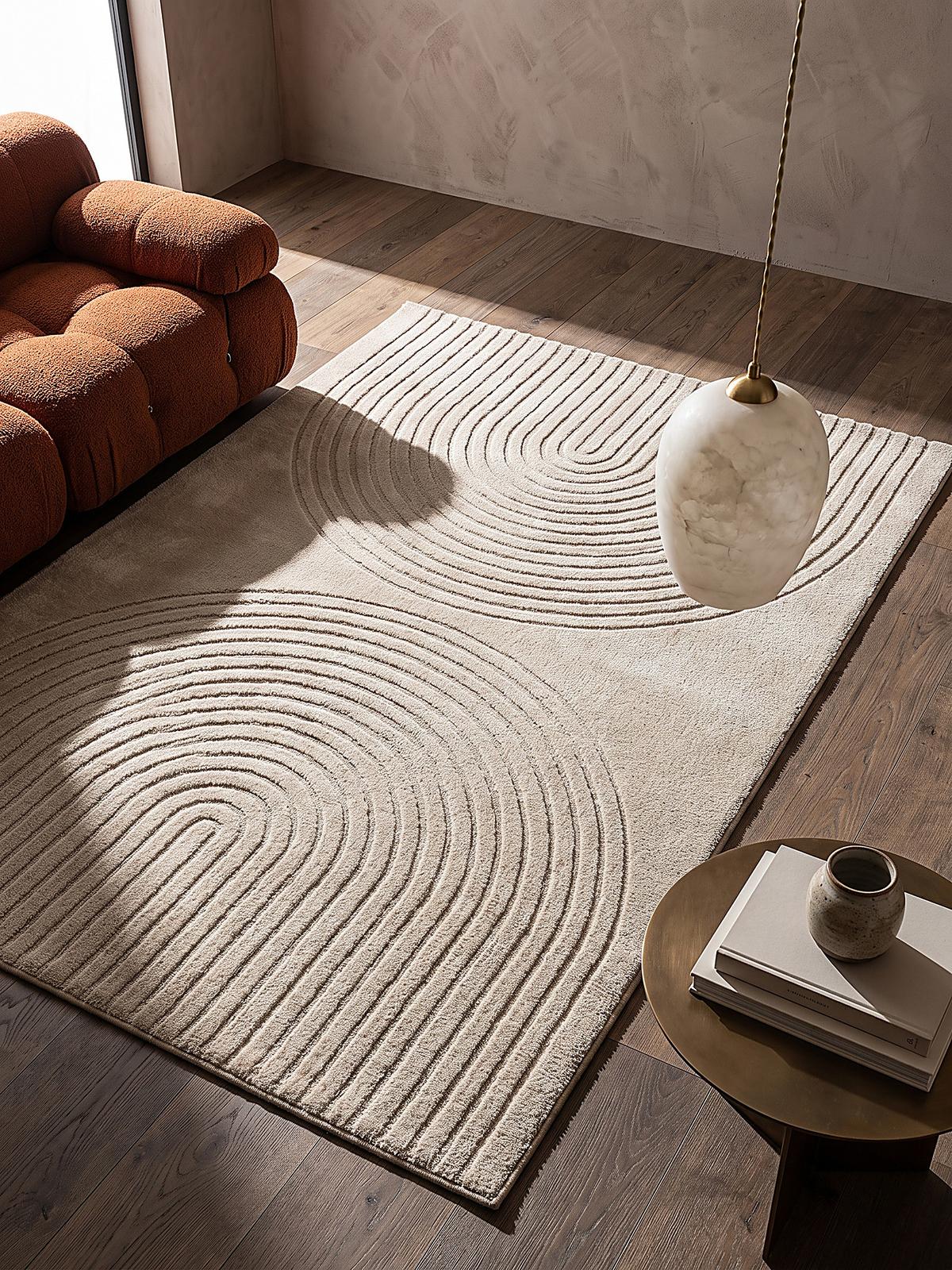 KURZFLORTEPPICH Geometrisch MUOTA Polypropylen Beige 140 x 200 cm - Beige, Textil (140/200cm) - KADIMA DESIGN