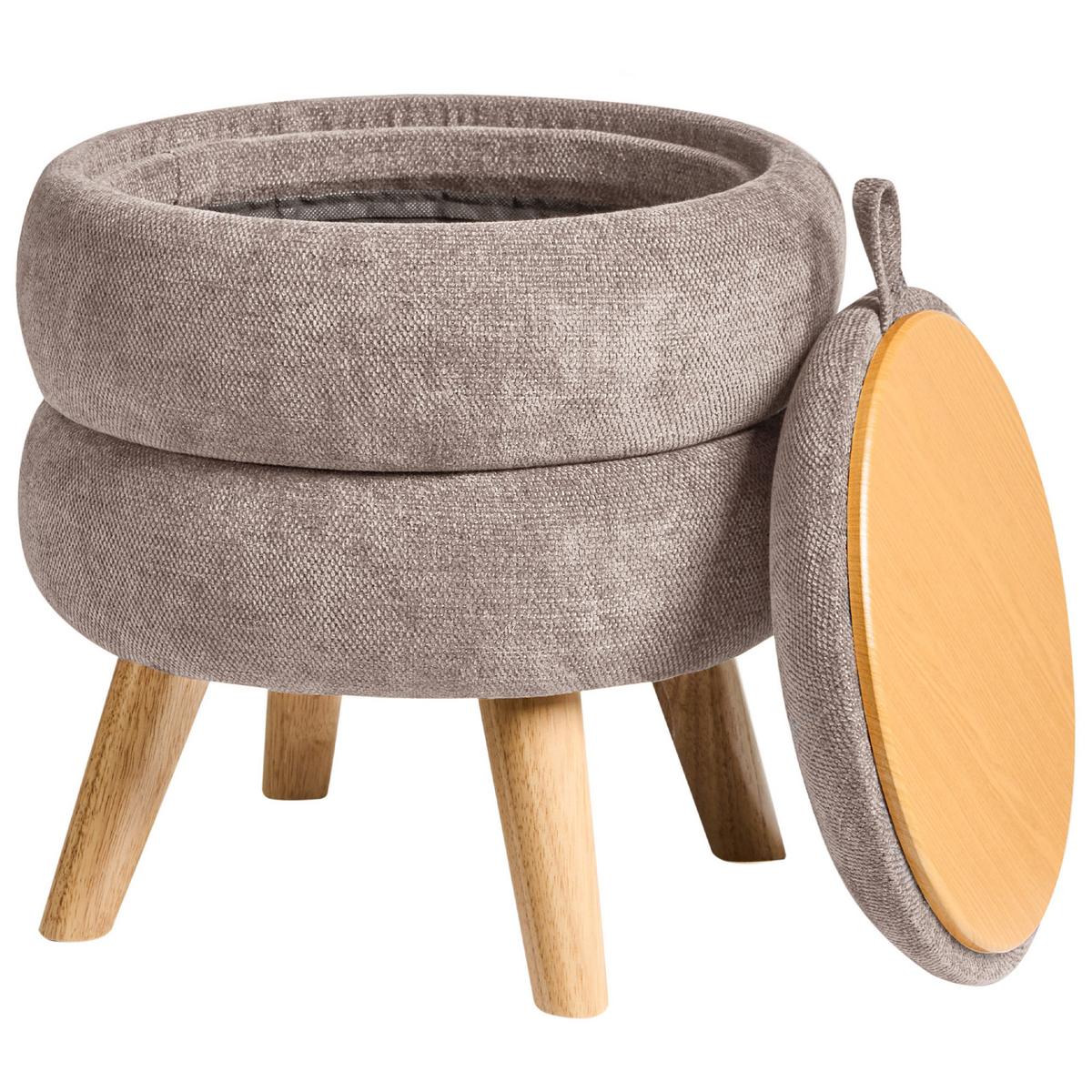POUF mit Stauraum Chenillegewebe Taupe Hawley - Taupe, Textil (40/41/40cm) - Beliani