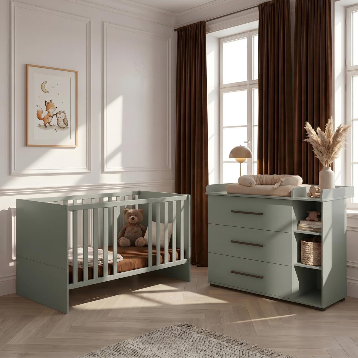 BABYBETT Essentials Premium Schilfgrün - Grün, Holz/Holzwerkstoff (70/140cm) - arthur berndt