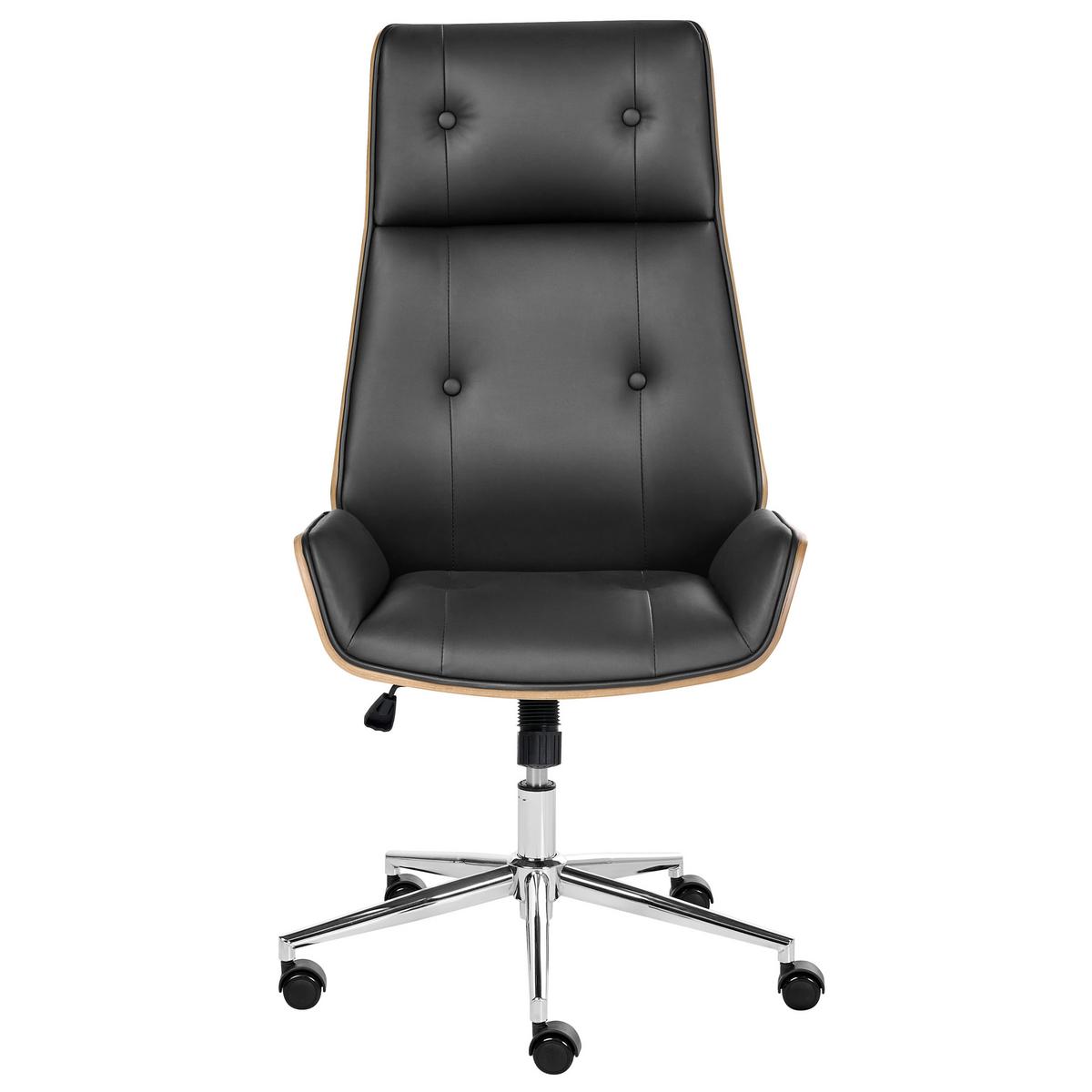 BÜROSTUHL Kunstleder Schwarz Pliora - Schwarz, Kunststoff (68/113/68cm) - Beliani
