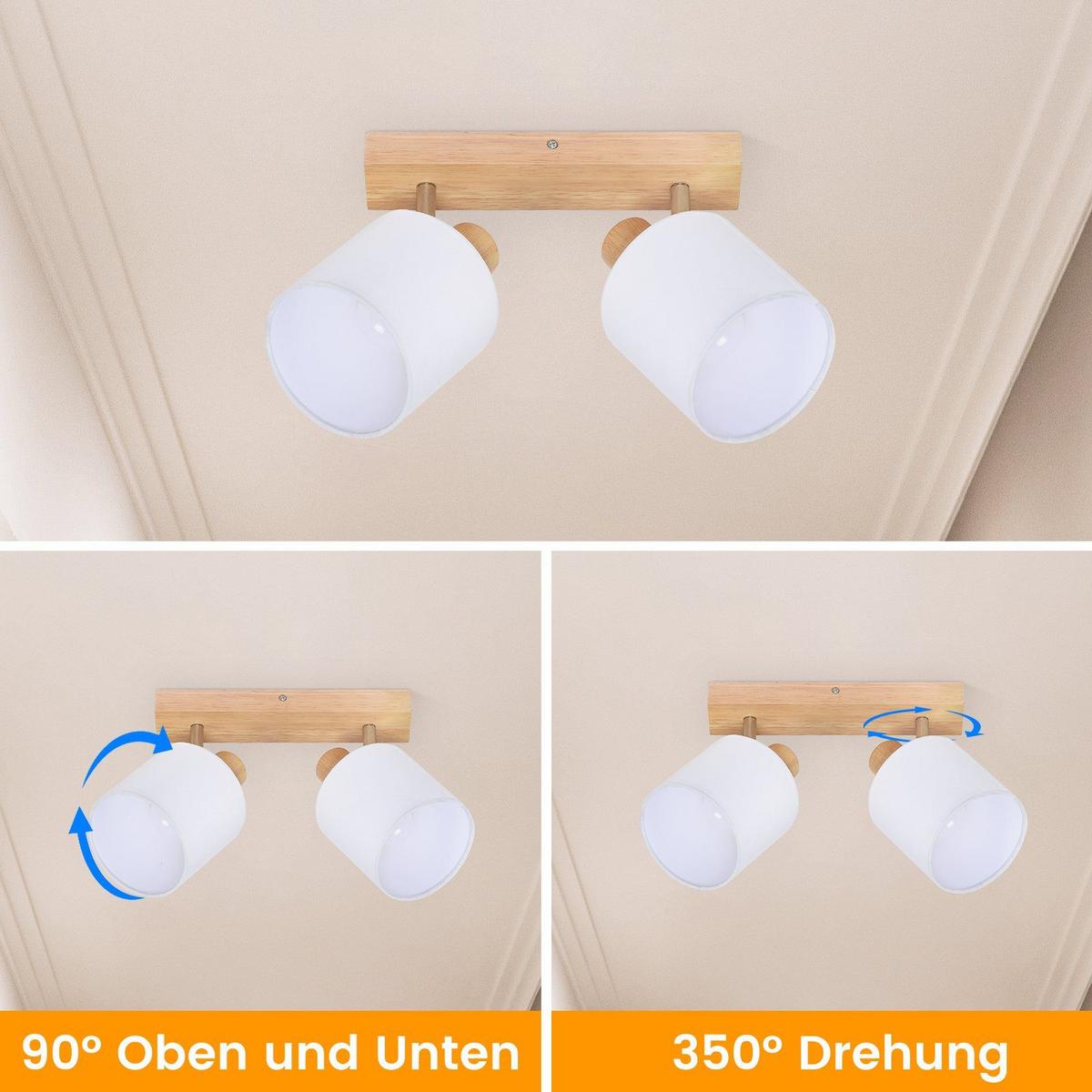 DECKENSTRAHLER Brand 2-flammig 25/11/21 cm - Braun, Textil (25/11/21cm) - Nettlife