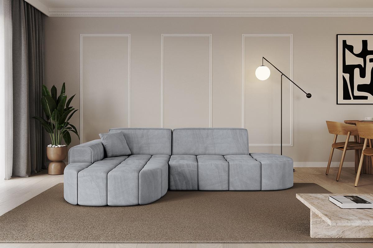 ECKSOFA Ottomane Links LIVO-L1 - 252x173x79,5 cm Hellgrau - Grau, Holzwerkstoff/Textil (252/173cm) - ALTDECOR
