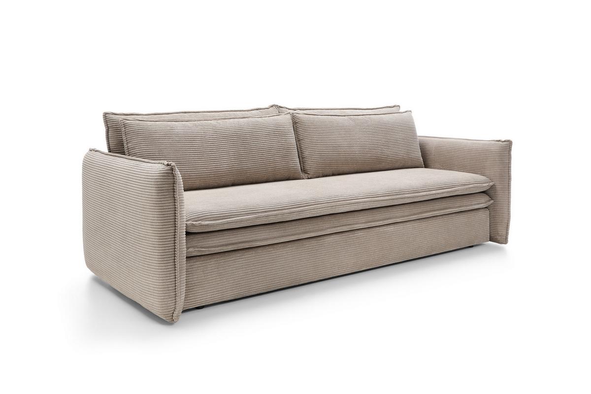 BETTSOFA SCORZA Beige Velours-Stoff mit Schlaffunktion - Beige, Textil (103/82/229cm) - MASSENO