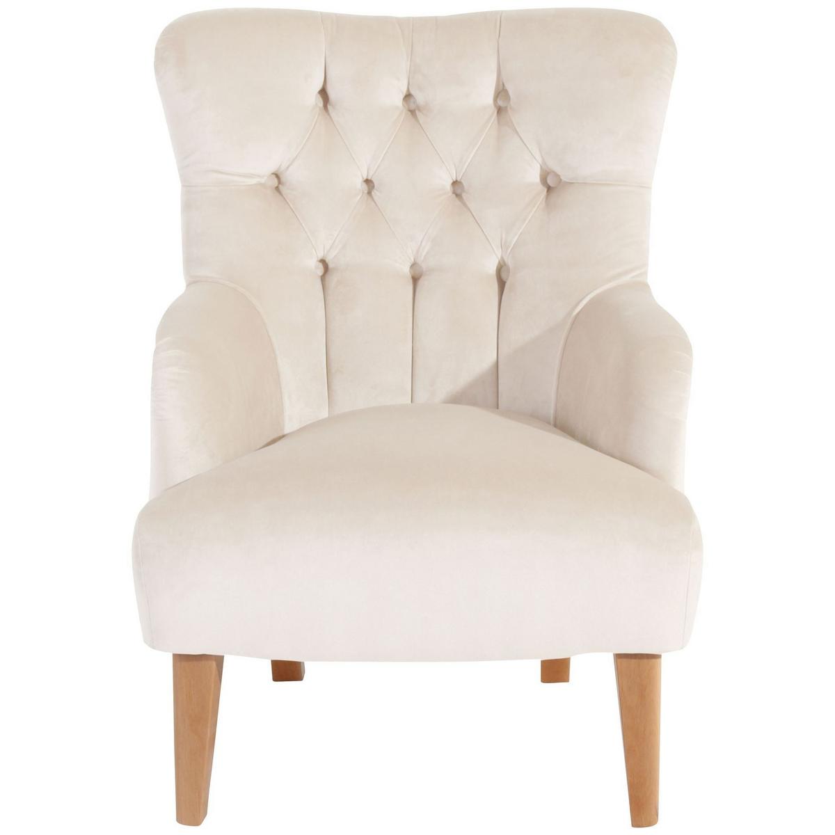 SESSEL Kaiya Bezug Samtvelours Buche natur / creme - Weiß, Kunststoff (71/97/82cm) - 58aufmkessel