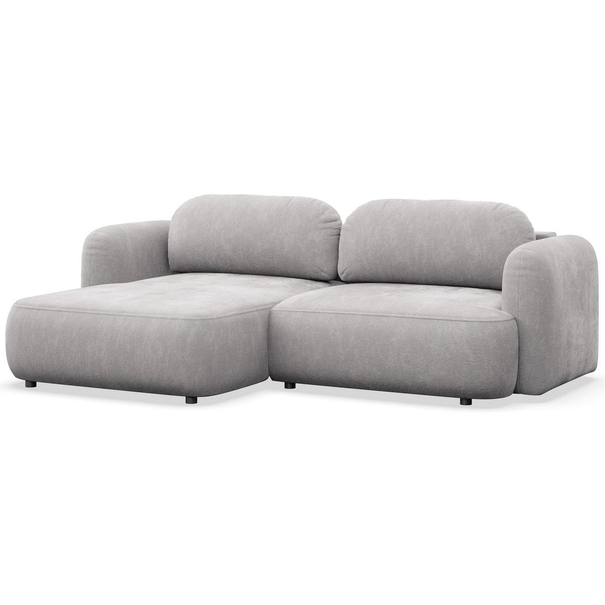 ECKSOFA Tvoya hellgraues Chenille - Hellgrau/Schwarz, Kunststoff/Textil (267/175cm) - Selsey