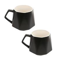 TEETASSE in Feinschliff Optik 350 ml (2-tlg.) - Schwarz, Keramik (0.35L) - Intirilife