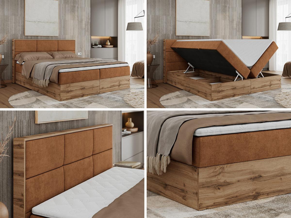 BOXBETT ALBERO 2 - 140/200 Orange Struktur - H3 - Orange, Holz/Textil (140/200cm) - MKS