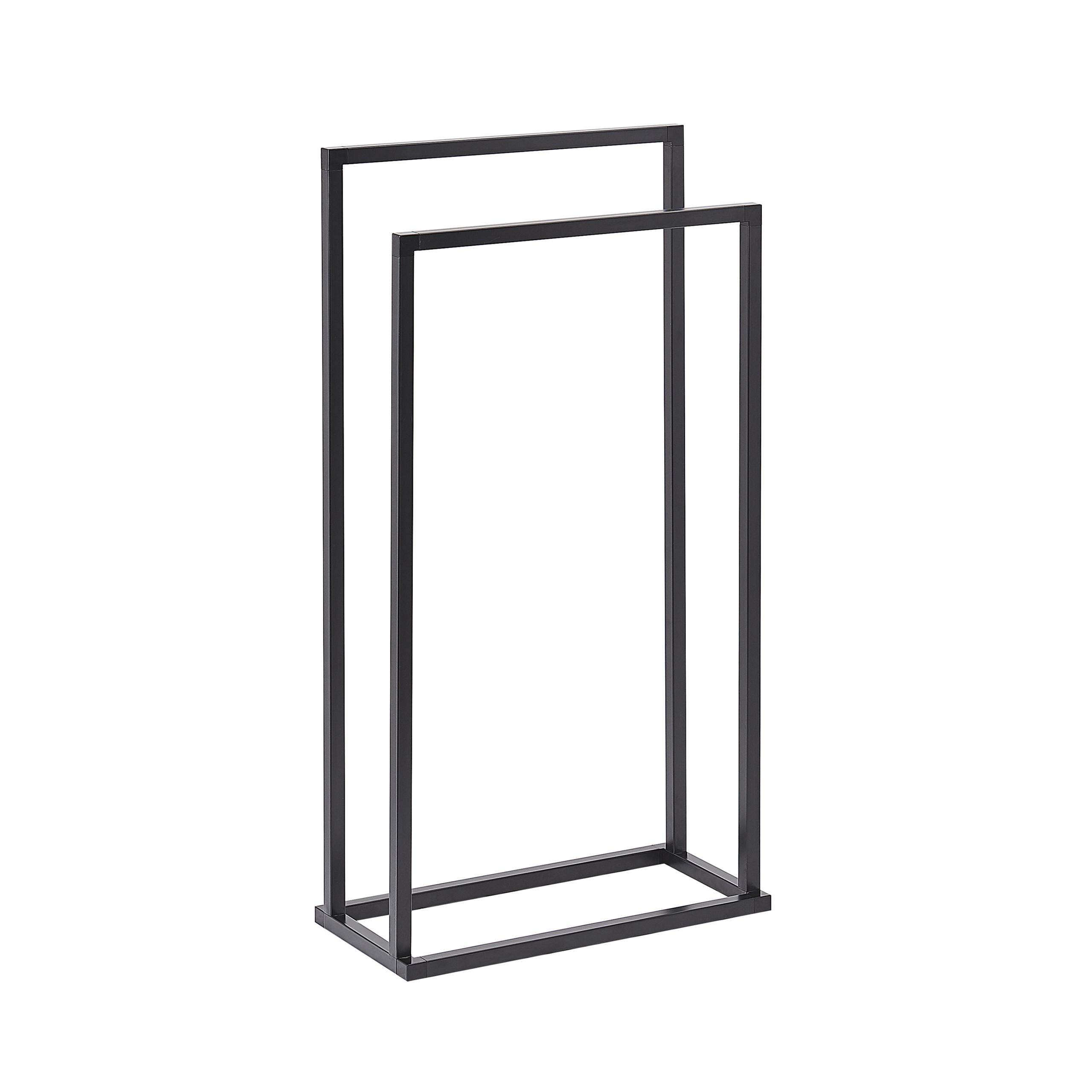 HANDTUCHSTÄNDER Stahl schwarz 45x85 cm Recreo - Schwarz, Metall (45/85/21cm) - Beliani