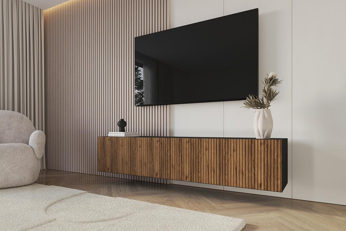 LOWBOARD NOA-2-W 2x100x40x40 cm - Schwarz / Katania - Eiche Wotan, Holzwerkstoff (200/40/40cm) - ALTDECOR