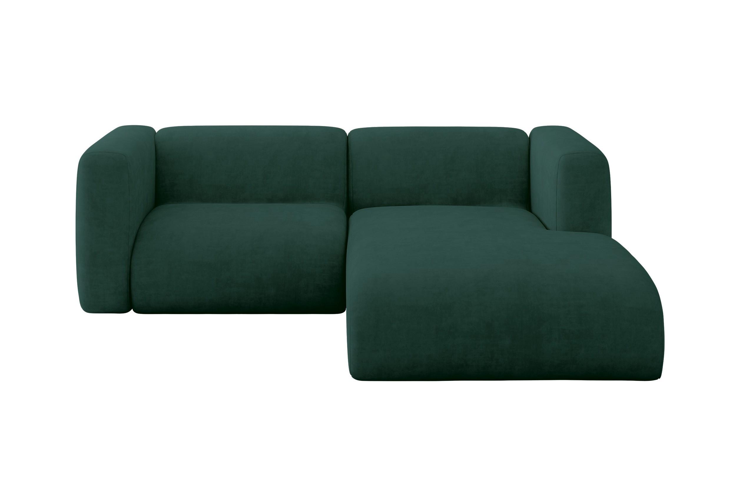 ECKSOFA Ottomane Rechts MIRA-L1 227x179x89 Grün Velours - Dunkelgrün/Schwarz, Holzwerkstoff/Kunststoff (227/179cm) - ALTDECOR