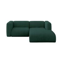 ECKSOFA Ottomane Rechts MIRA-L1 227x179x89 Grün Velours - Dunkelgrün/Schwarz, Holzwerkstoff/Kunststoff (227/179cm) - ALTDECOR