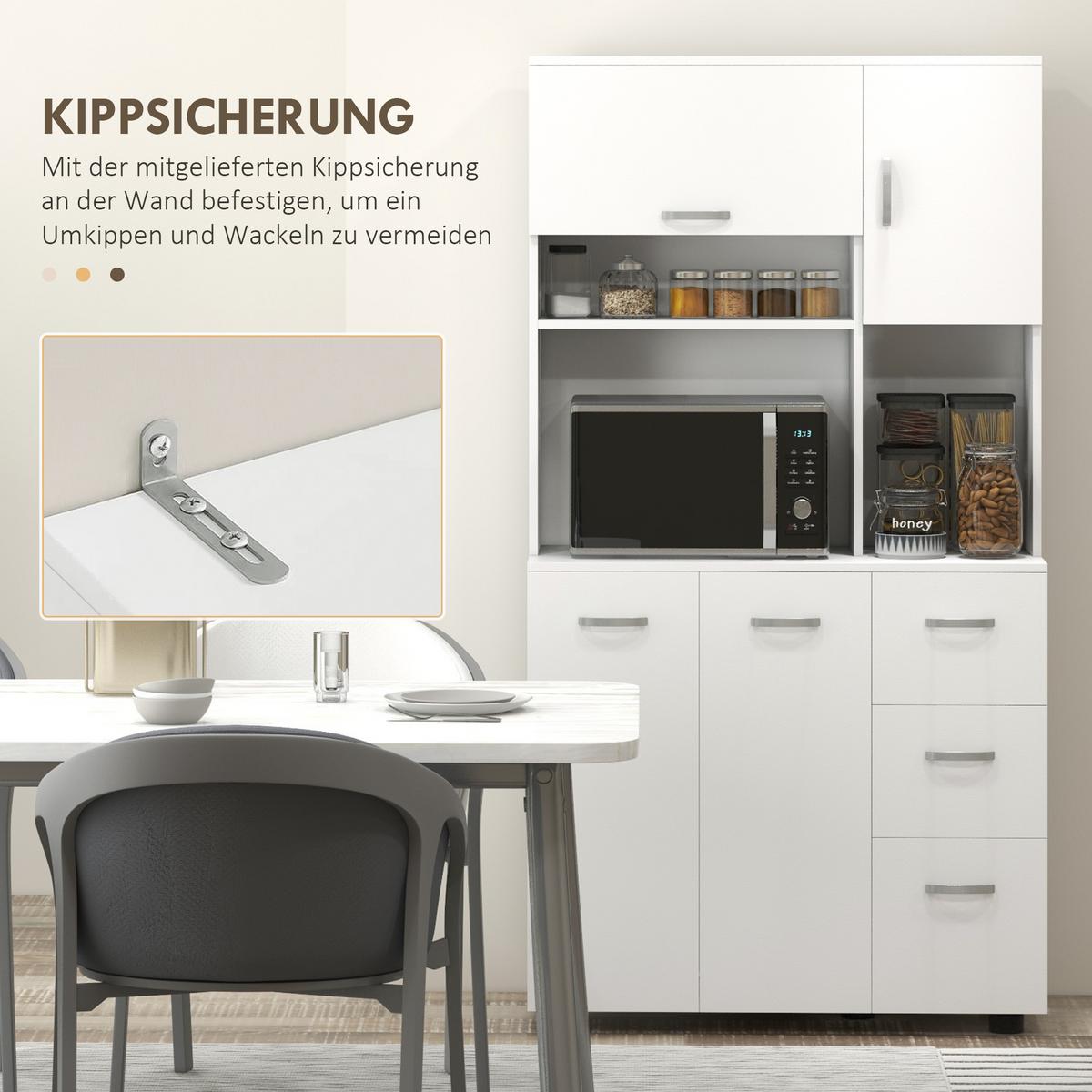 KÜCHENSCHRANK MDF Spanplatte Weiß - Weiß, Holzwerkstoff (39.5/168/89cm) - HOMCOM