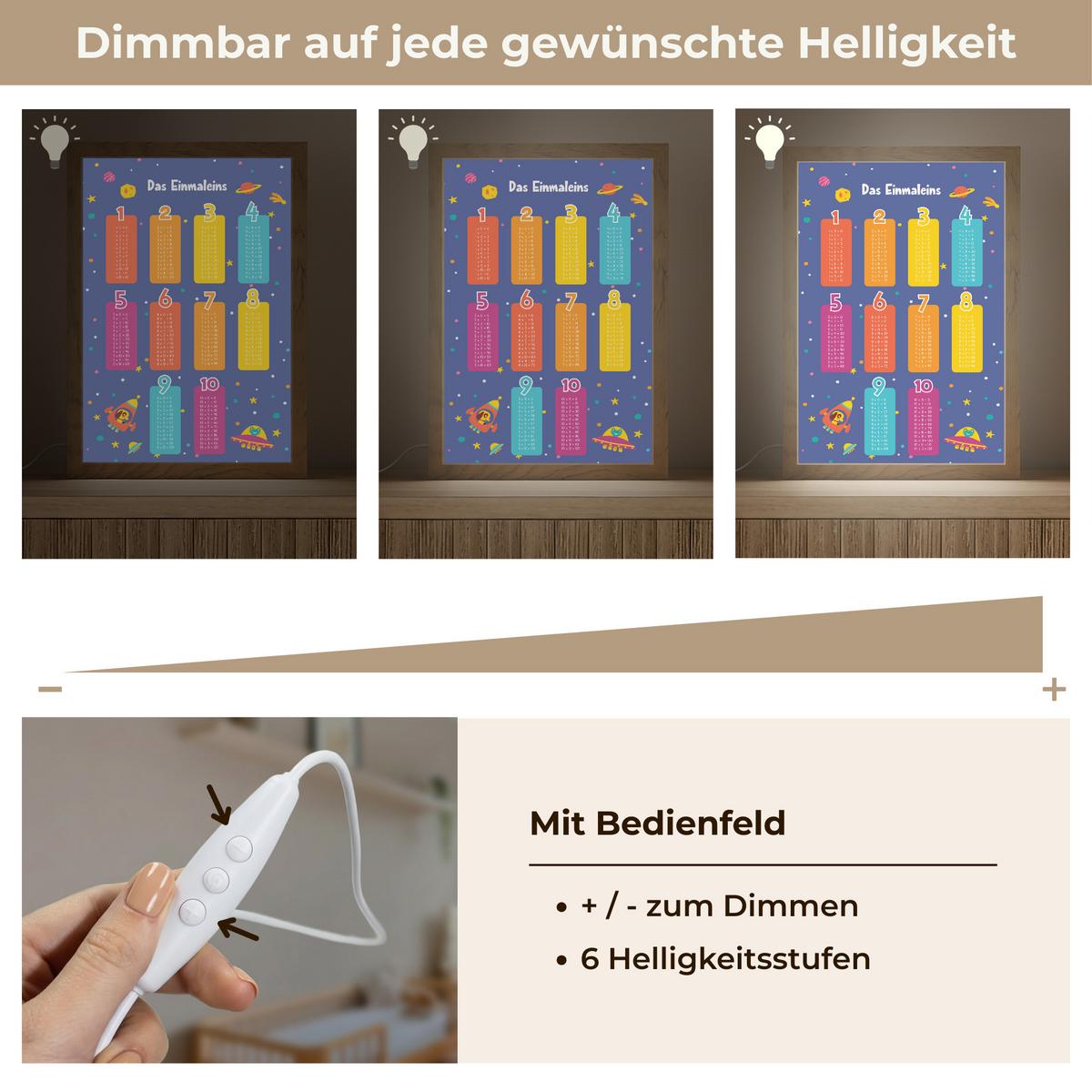 NACHTTISCHLAMPE Pädagogisch - Rechnen lernen - Raum - Einmaleins 20x30 cm - Dunkelblau, Holzwerkstoff (8/20/30cm) - OnlyWow