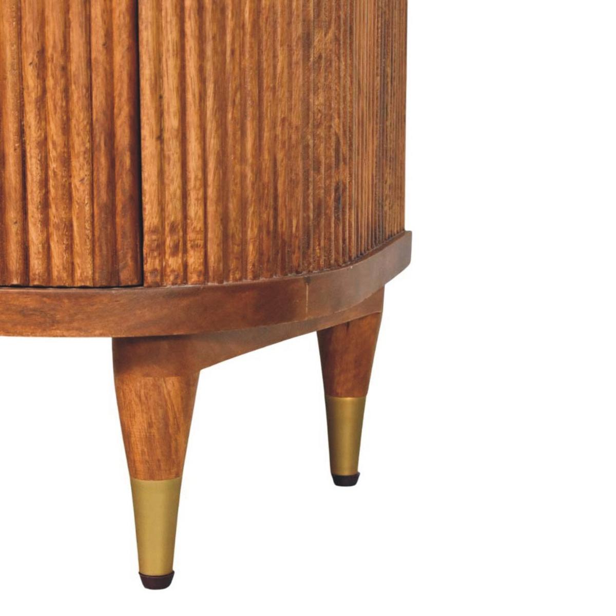NACHTKASTEN Geriffelt, 2 Schubladen und Messing-Akzente, Hellbraun - Hellbraun/Messingfarben, Holz/Metall (55/56/40cm) - Artisan Furniture