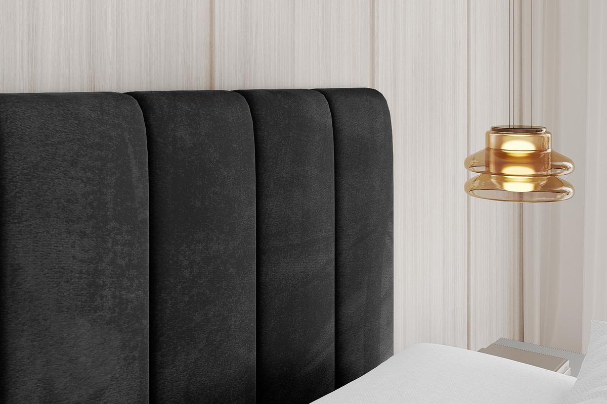 POLSTERBETT mit Bettkasten und Lattenrost, Bett mit Matratze H3/H4 - STERA 160x200 Schwarz - Schwarz, Holzwerkstoff/Textil (160/200cm) - ALTDECOR