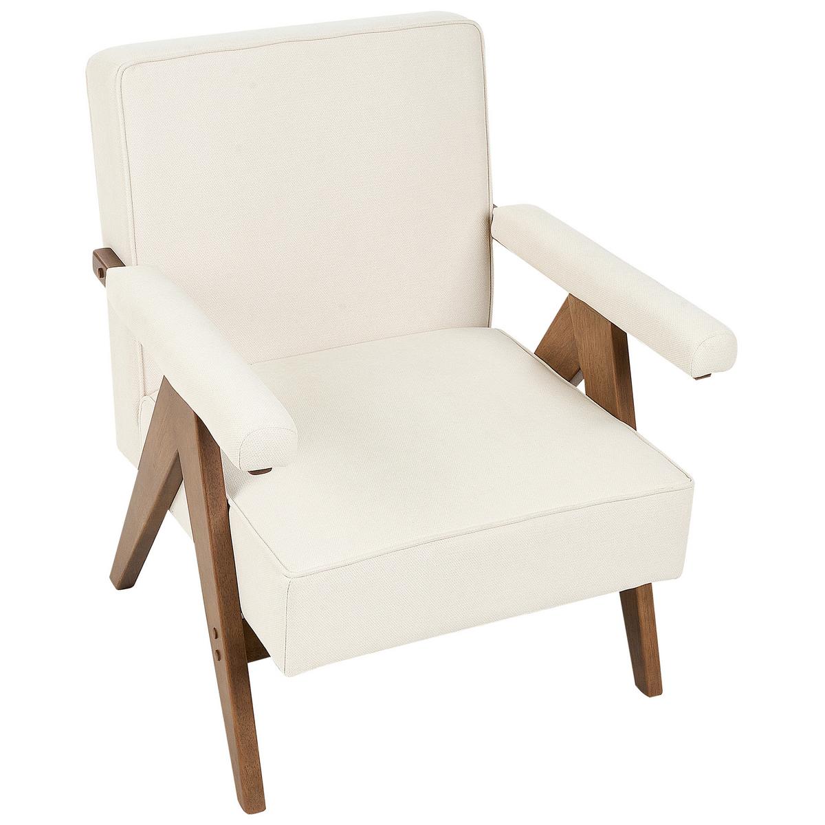 SESSEL Creme Evje - Beige/Dunkelbraun, Textil (65/81/57cm) - Beliani