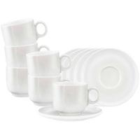 CAPPUCCINOTASSEN MIT UNTERTASSEN Sento Home Aura white 300 ml 6er Set - Weiß, Keramik (0.3L) - Seltmann Weiden