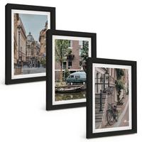 BILDER SET 3er Set - 20x30 cm Schwarzer Rahmen - Stadtansichten von Gebäuden - Schwarz, Kunststoff (20/30cm) - TULUP