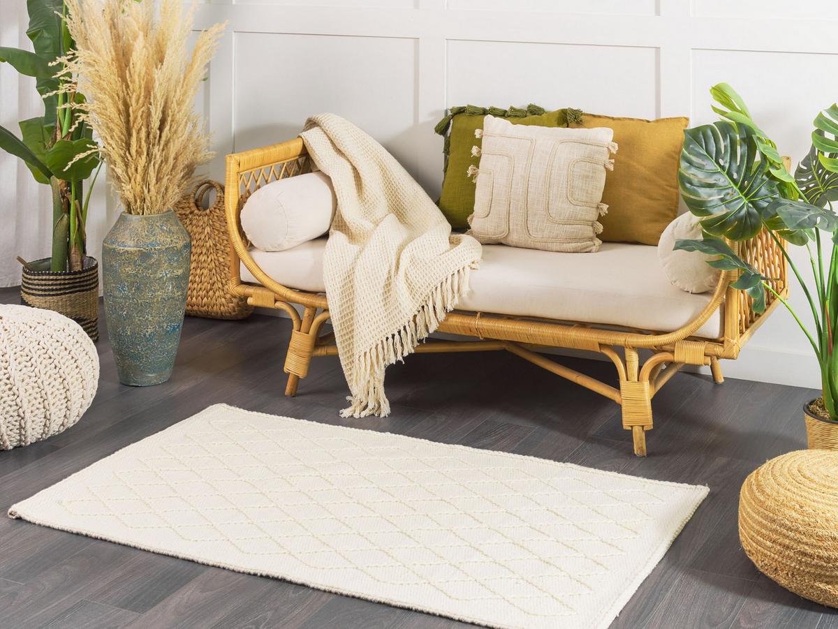 KURZFLOR-TEPPICH Erzin 150/80 cm - Weiß, Textil (80/150cm) - Beliani