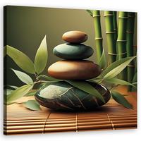 WANDBILD zen spa steine - Grün, Textil (40/40cm) - Feeby