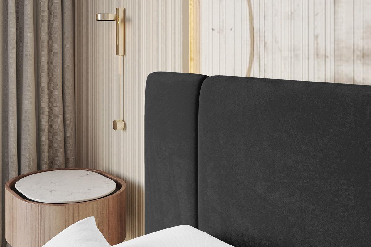 POLSTERBETT mit Bettkasten, Fußteil und Lattenrost, Bett mit Matratze H3/H4 - TEVO-Z 140x200 Schwarz - Schwarz, Holzwerkstoff/Textil (140/200cm) - ALTDECOR