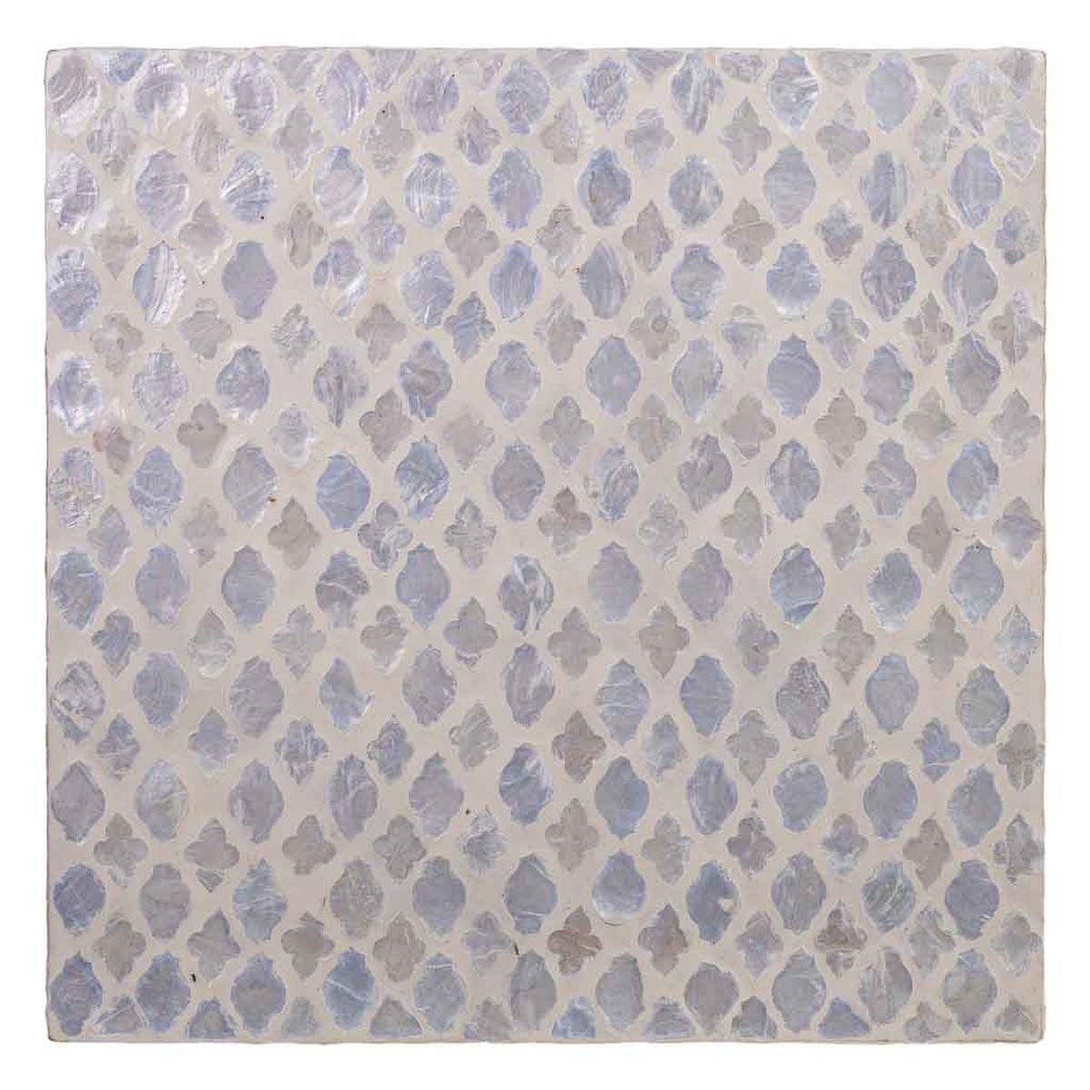 HOCKER aus Holz und Capiz, beige, 35x45cm - Weiß, Holz (35/45/35cm) - Wanderlust