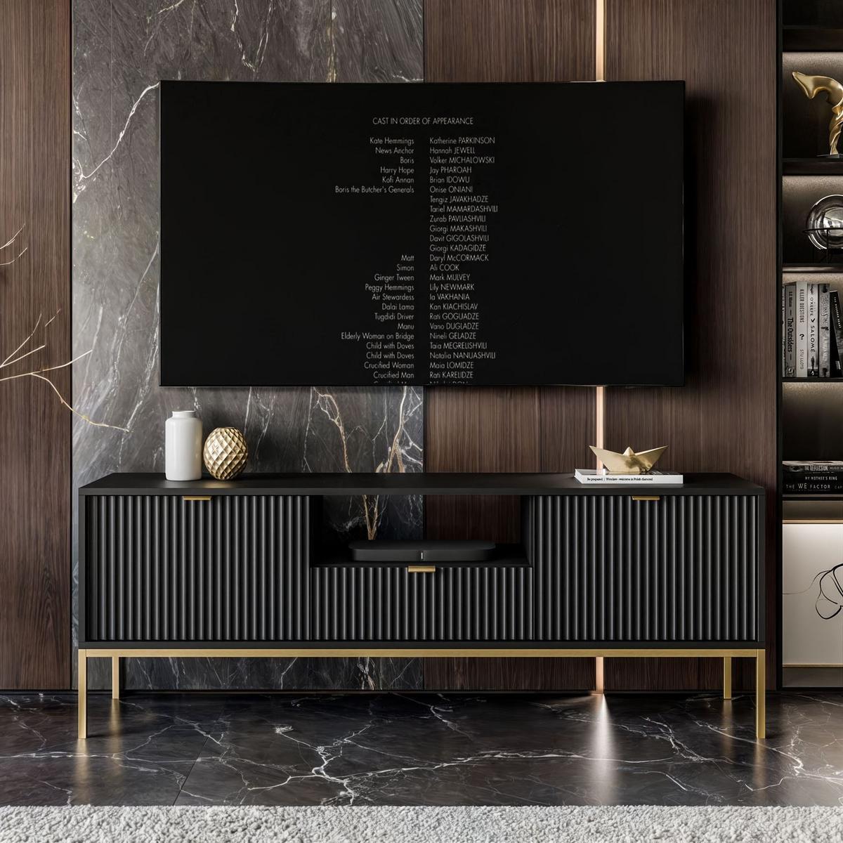 TV-ELEMENT CORTADO GOLD RTV154 SCHWARZ - Schwarz, Holzwerkstoff (154/56/39cm) - Lookway