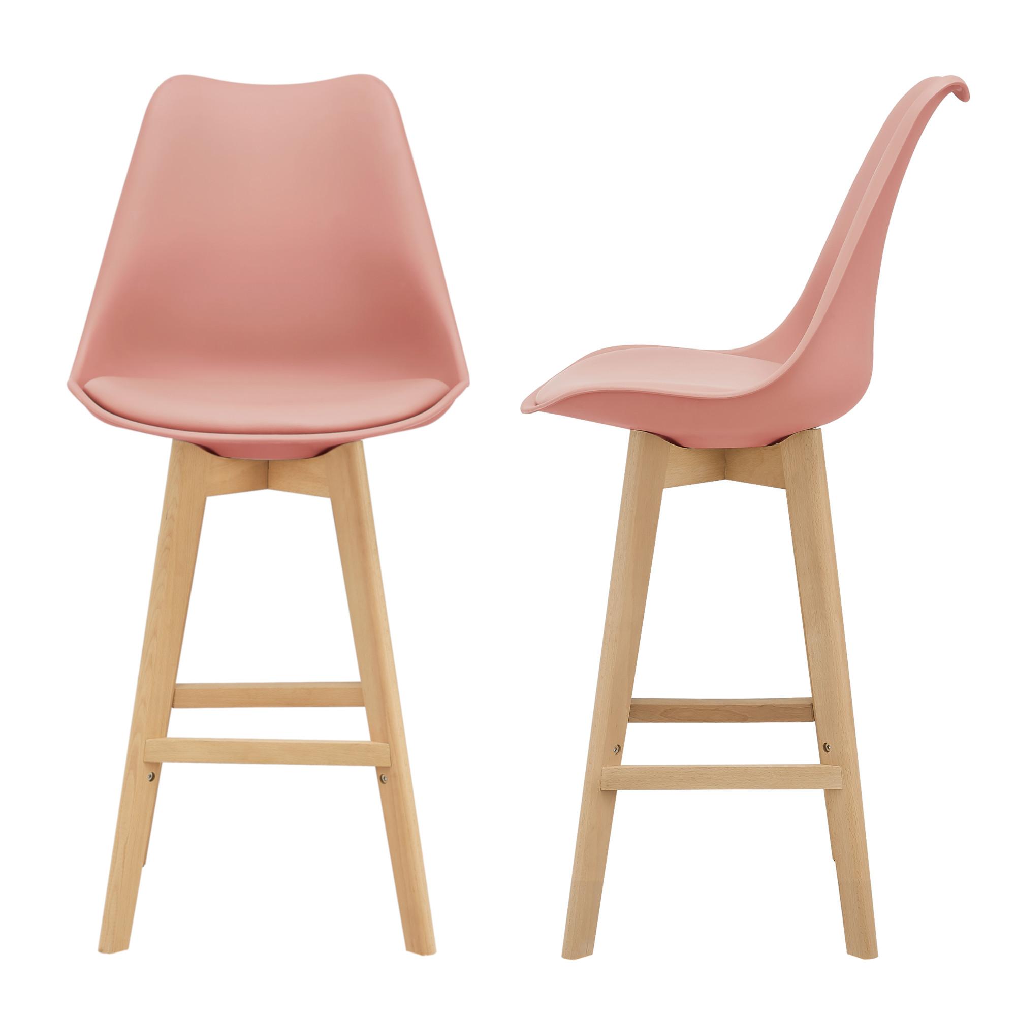 BARSTUHL Lublin 2er-Set - Rosa, Holz (48/105/58cm) - [en.casa]