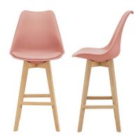 BARSTUHL Lublin 2er-Set - Rosa, Holz (48/105/58cm) - [en.casa]