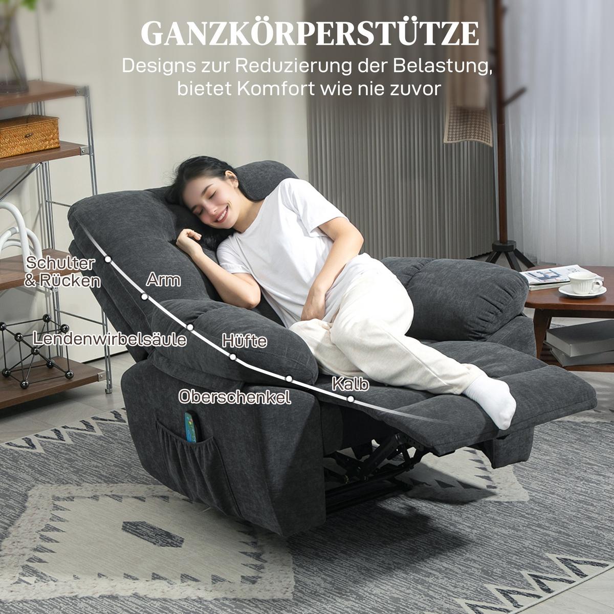 MASSAGESESSEL Polyester Stahl Dunkelgrau - Dunkelgrau, Textil (100/107/102cm) - HOMCOM