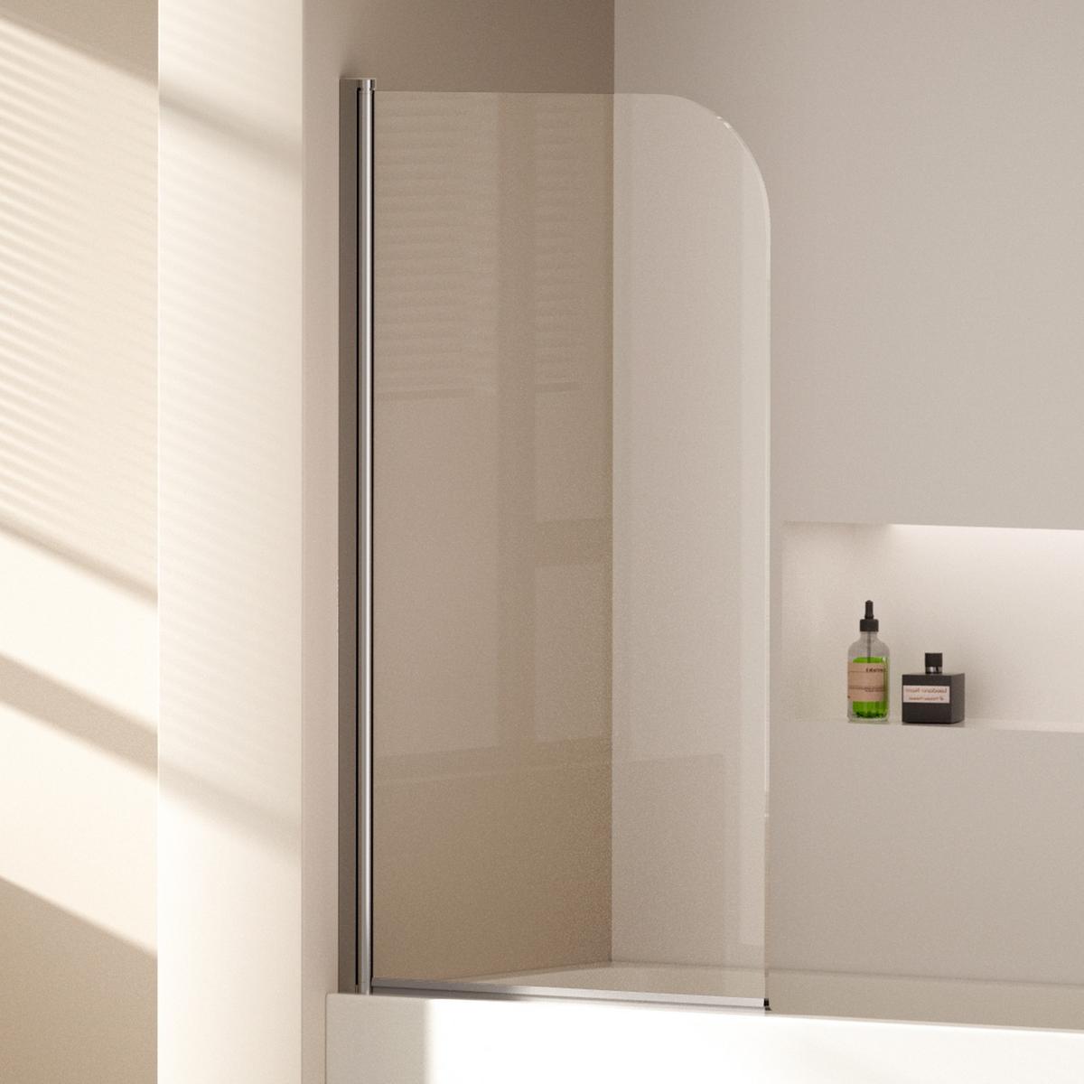 DUSCHWAND für Badewannen mit Schwenkfunktion Leicht zu Reinigen 80/140 cm - Transparent, Glas (80/140cm) - EMKE