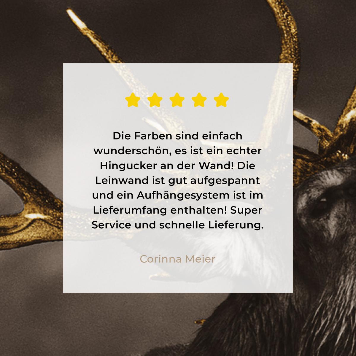 LEINWANDBILD Rotwild - Schwarz - Gold Wohnzimmer Groß 120x80 cm - Braun, Textil (120/80cm) - MuchoWow