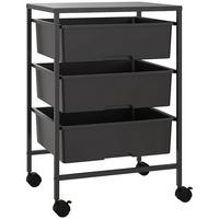 ROLLWAGEN, Servierwagen mit 3 Etagen, 40,8 x 33,5 x 60,5 cm, Schwarz - Schwarz, Metall (33.5/60.5/40.8cm) - HOMCOM