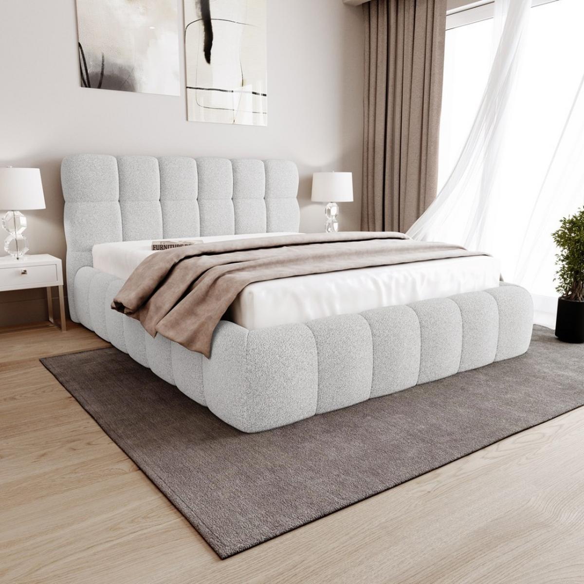 POLSTERBETT Cleo mit Matratze und Topper, 140x200 cm, Hellgrau - Hellgrau, Textil (140/200cm) - Beautysofa